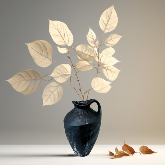 【アウトレット品】とって付き 背の高いブラックの陶器の花瓶