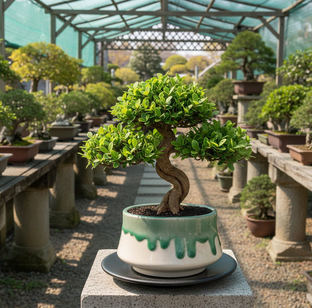 盆栽鉢 山型 受け皿付き