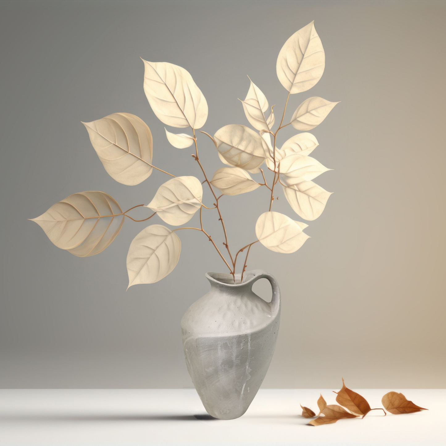 【アウトレット品】とって付き 背の高いグレーの陶器の花瓶