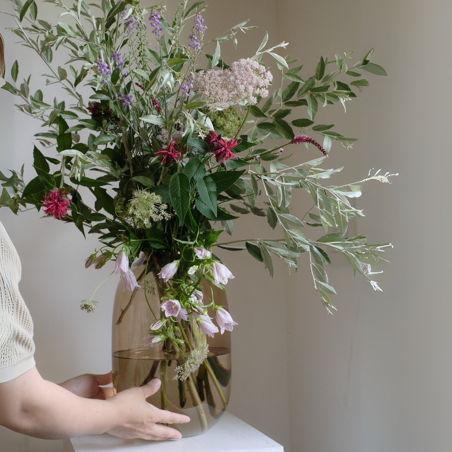 ガラス花瓶｜大きい｜ブラウン｜おしゃれな花瓶｜ちゃのまゆさん_L