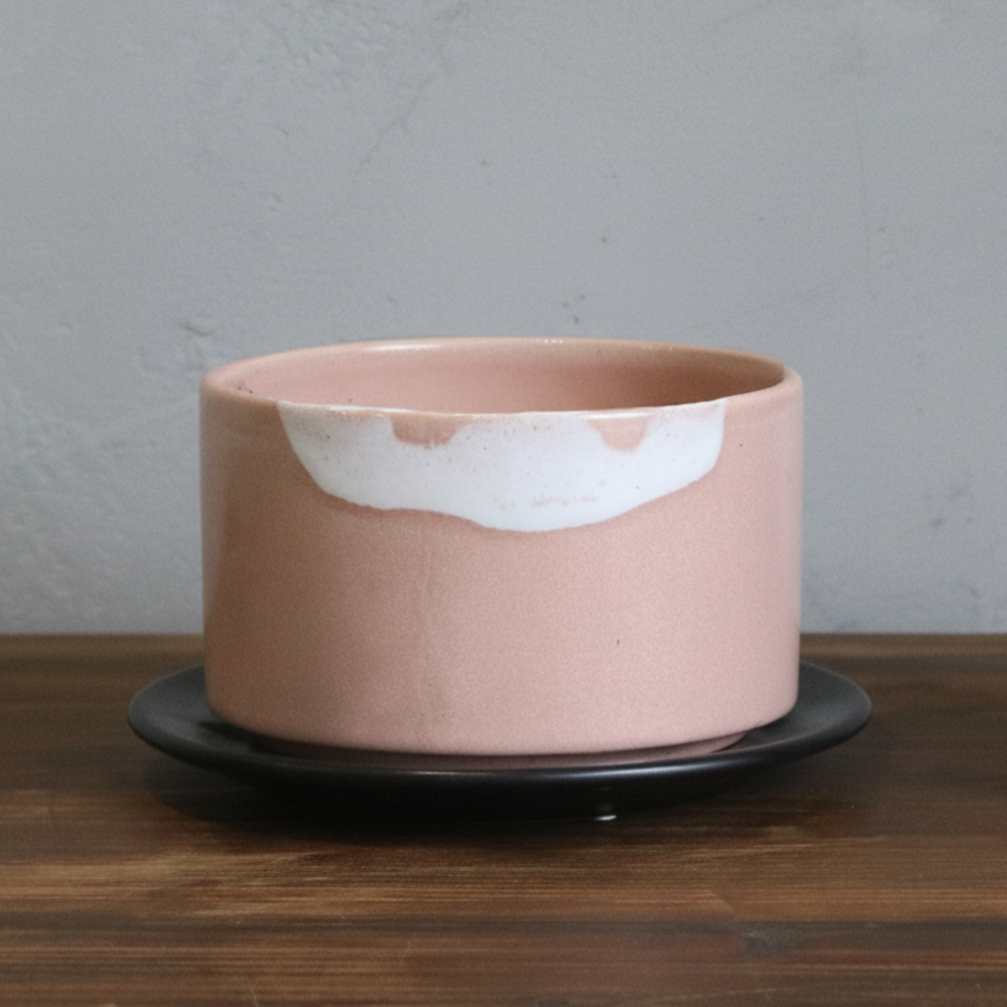 【アウトレット品】盆栽鉢 筒型さくら色 受け皿付き