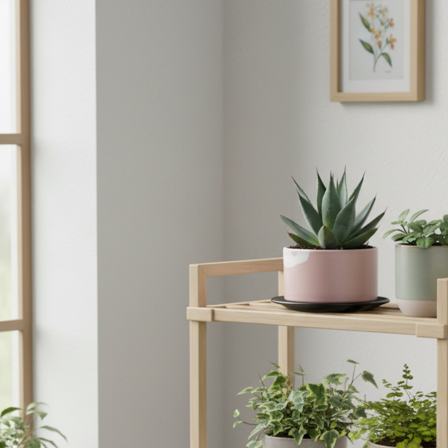 【アウトレット品】盆栽鉢 筒型さくら色 受け皿付き