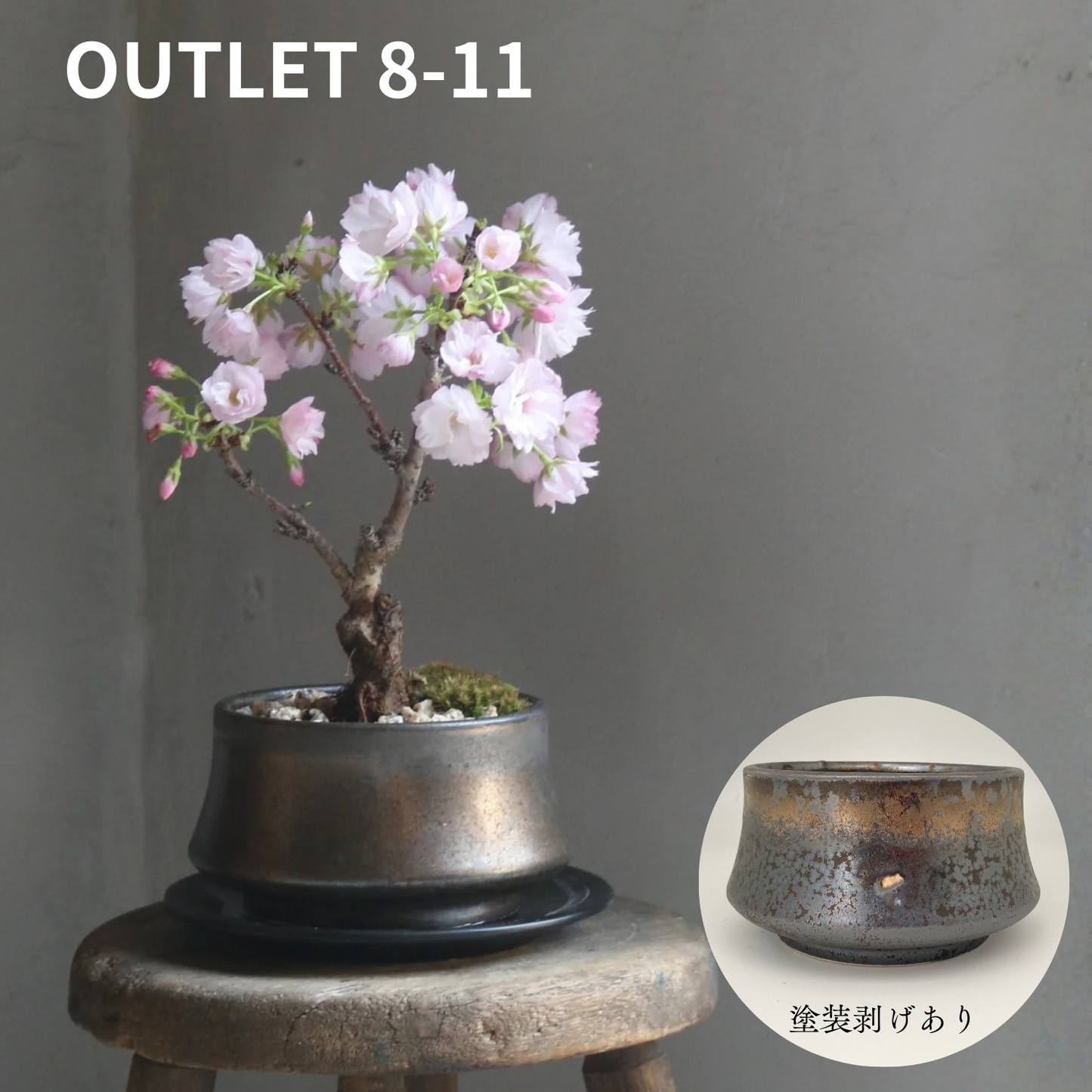 【アウトレット品】盆栽鉢 山型 金零　受け皿なし