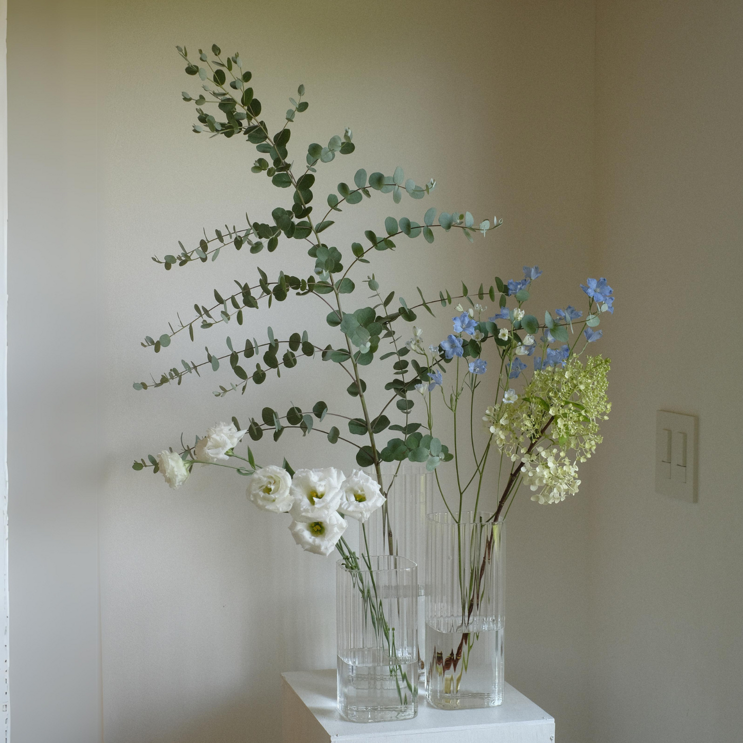 カットガラス 花瓶 ガラス花瓶|床置き|花束|枝物|ながしかくさん Lサイズ@鉢の