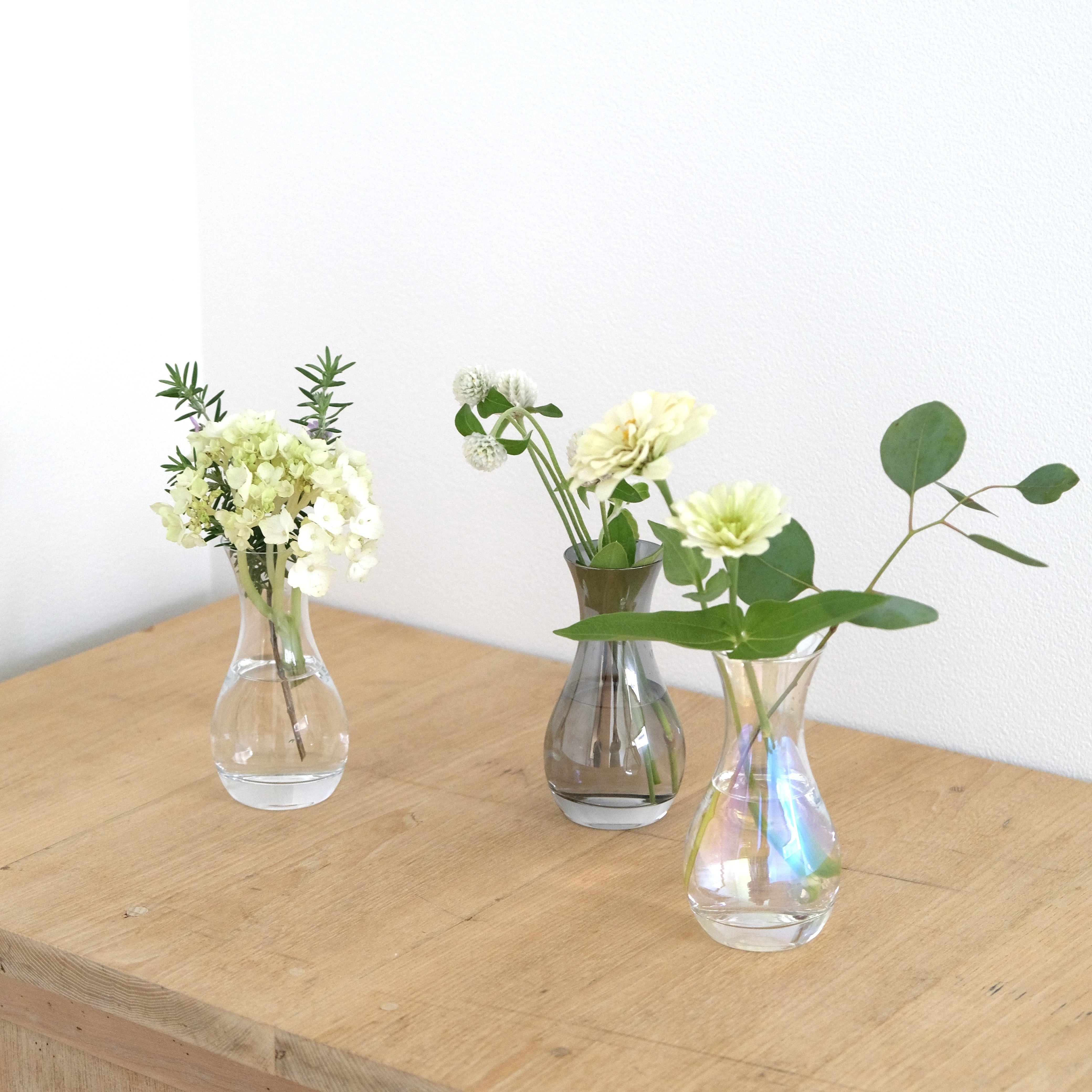 ガラスの花瓶｜一輪挿し｜とうめい｜室内｜くびれ小瓶＠鉢の専門店onajimi